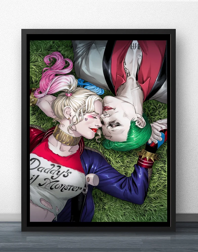 

Harley Quinn Joker Suicide Squad Superheroes Movie Wall Art Wall Decor Silk Prints Art Poster Paintings For Living Room No Frame