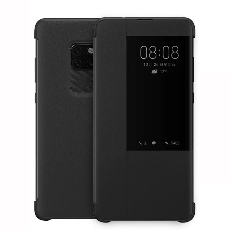 black Флип-чехол для телефона с окошком для huawei mate 20 Pro, роскошный ударопрочный чехол из искусственной кожи для huawei mate 20, чехол с подставкой - Цвет: black