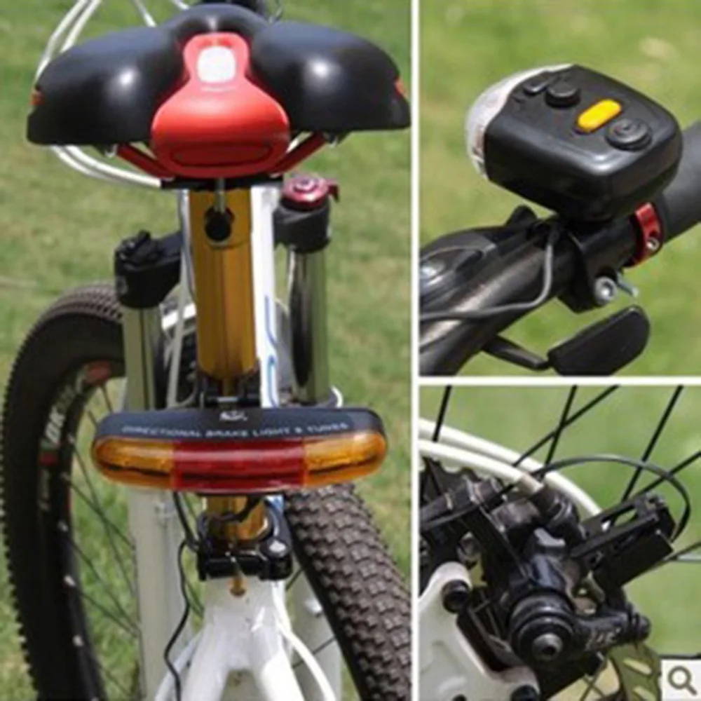 Best 7 LED Bicycle Bike Turn Signal Directional Brake Light Lamp 8 sound Horn Fixed mount Set Bicycle Light Safety in Darkness 2