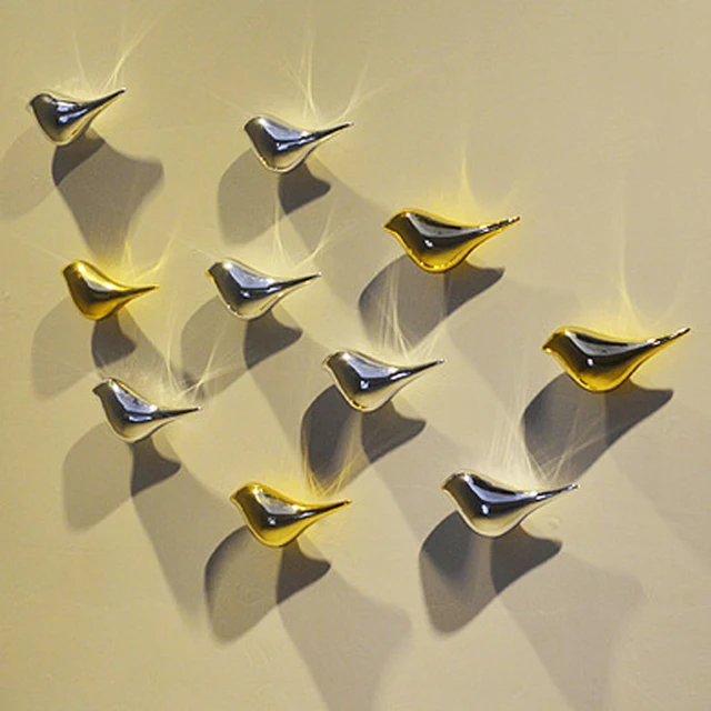 Resin Bir Wall Hanging Decor Craft Home Decorative Sliver Resin Bir Wall Hanging Decor Craft Home Decorative Sliver Golden Red Birds Festival