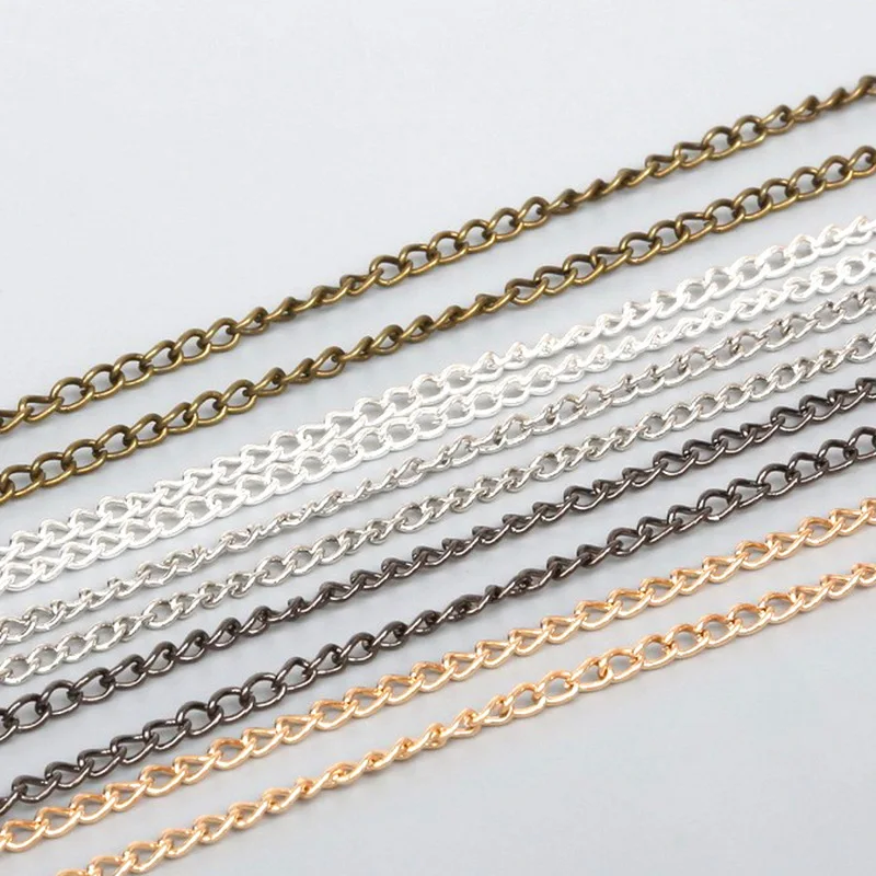 

5meters/lot 3x2/4x3/6x4mm Metal Link Chains Bulk Gold Silver Color Necklace Bracelet Chains For DIY Jewelry Making Findings