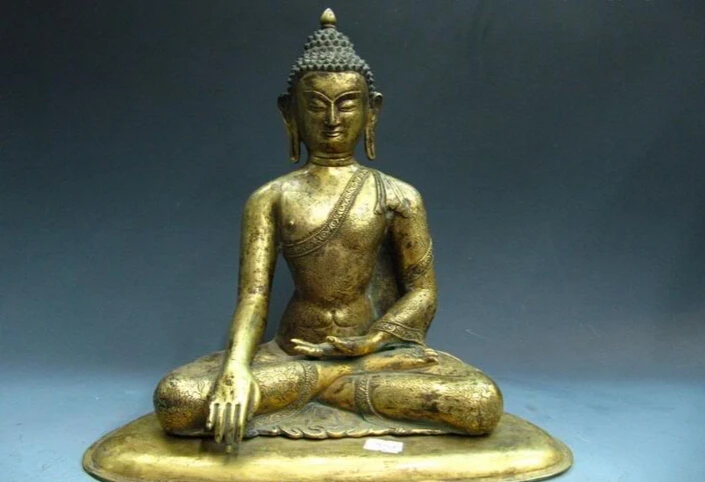 

Collectible bronze S2956 Tibet Buddhism Pure Bronze Copper 24K Gold Gild Sakyamuni Buddha Statue (B0328)