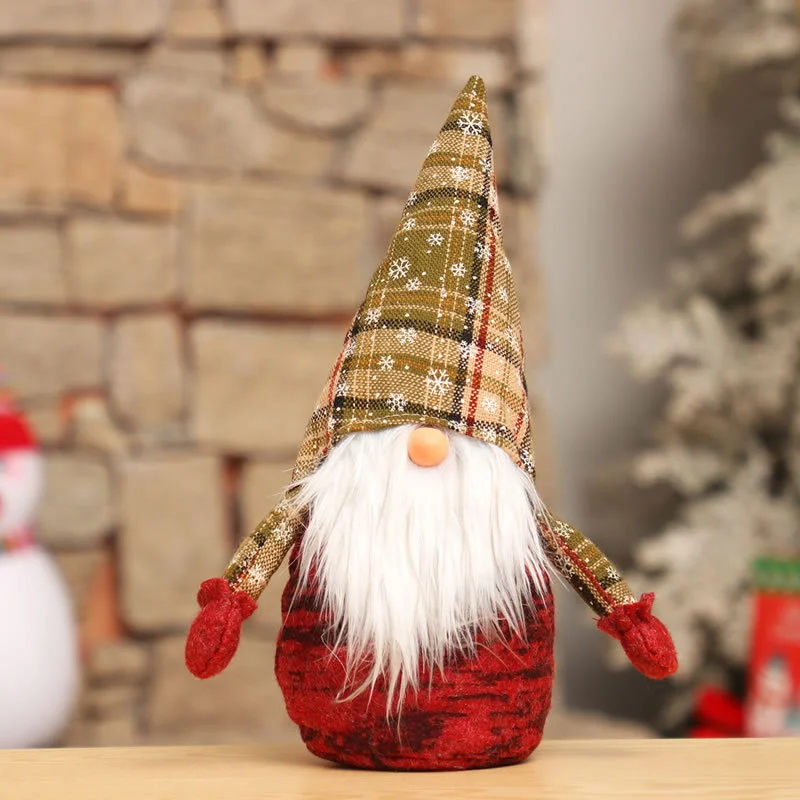 

Handmade Christmas Gnome Tabletop Figurine Santa Plush DollOrnament Holiday Decoration Festive Gifts White Beard Christmas Deco