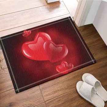 

Valentine's Day Bath Rug 3D Red Heart-Shaped Fly To The Person I Love Non-Slip Doormat Floor Entryways Door Mat Kids Bath Mat