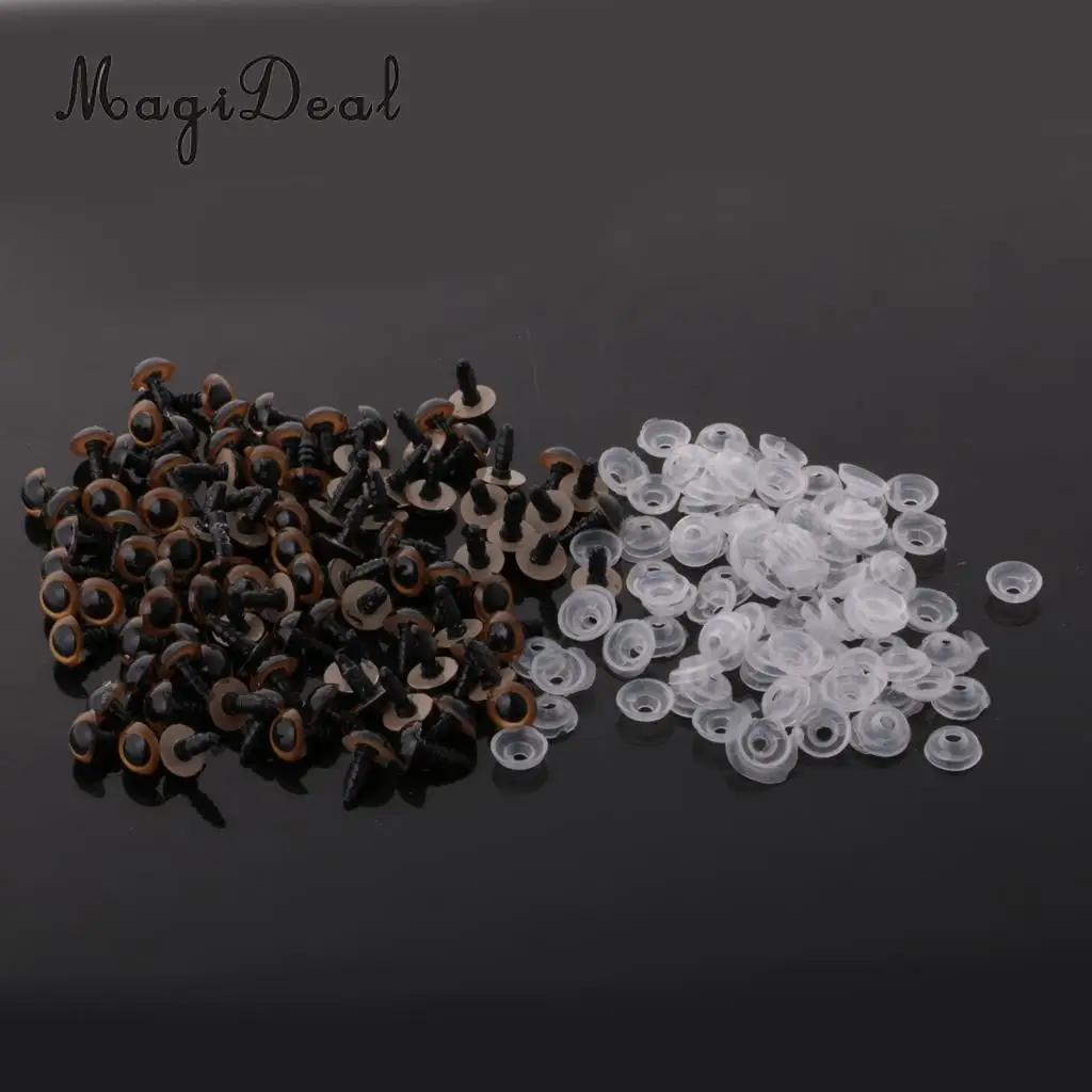 100Pcs 8-12mm Plastic Safety Screw Eyes Kit for Teddy Bear Doll Plush Animal DIY Making Accessories Toys