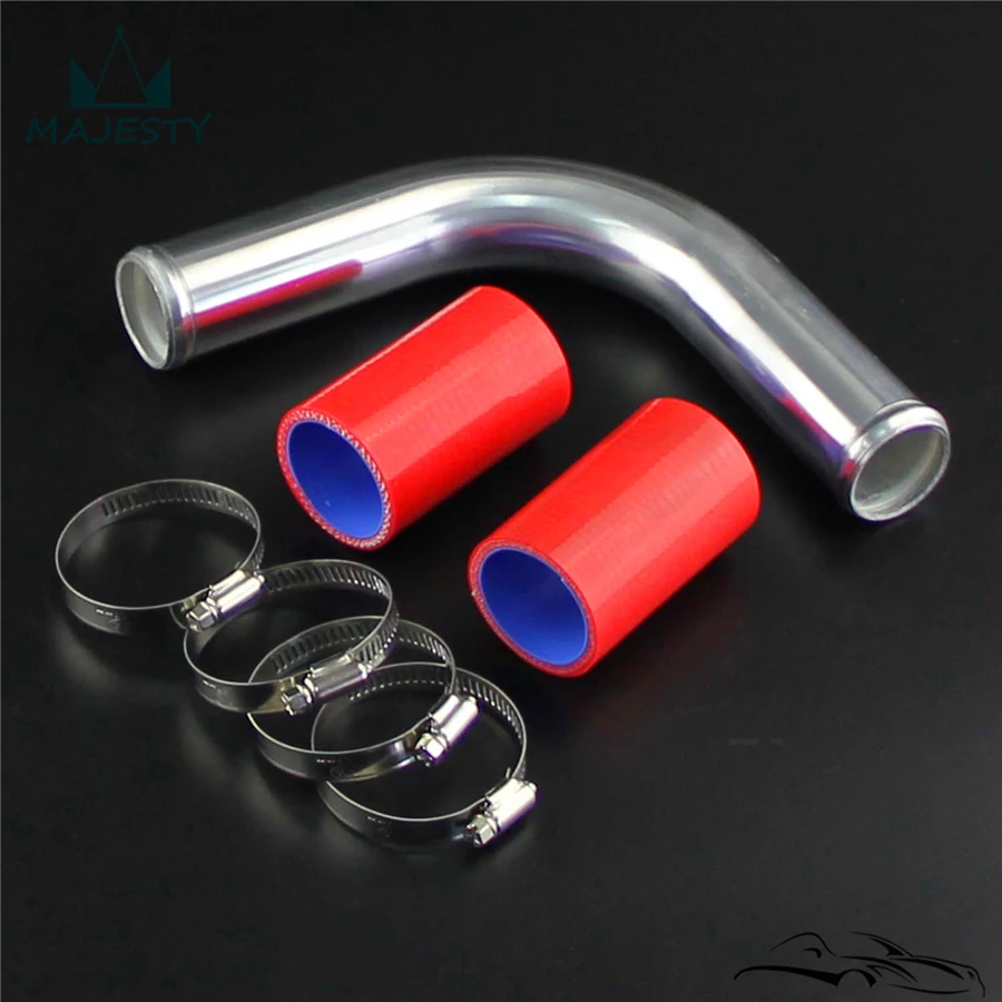 90 Degree 38mm 1.5" Aluminum Turbo Pipe Piping Tube + Silicone hose