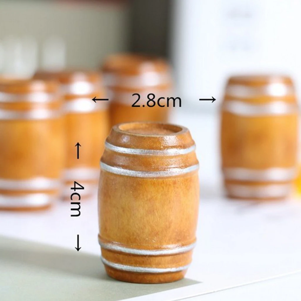6 Pcs 1/12 Dollhouse Furniture Doll house Miniature Beer Barrel Cask Model Room Accessories Simulation Toys dolls accessories