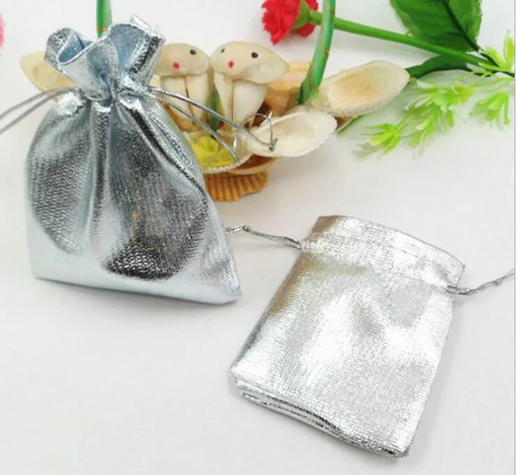 Buy 9*12cm 100pcs Handmade Silver Drawstring Bags for
