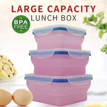 

Folding Container Crisper Storage Collapsible Lunch Box Storage Food Container Portable Lunchbox Bento Boxes For Outdoor kids
