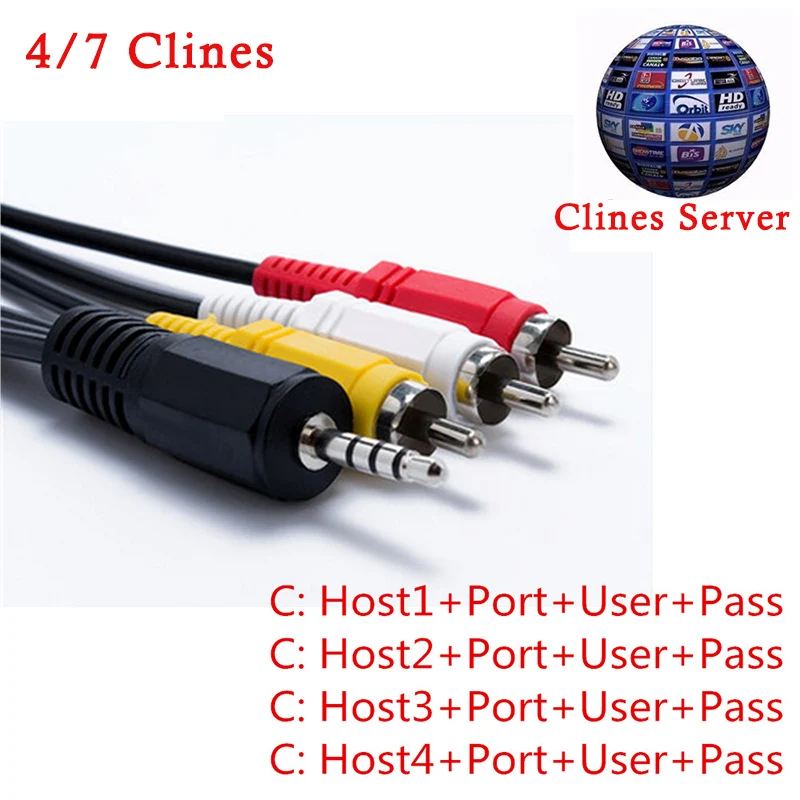 Лучший HD av-кабель Европа Cline 1 год c-линии сервер 7 или 4 линии для спутникового ТВ приемник DVB-S2 декодер Испания Германия NL