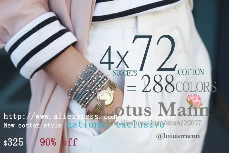 

style fashion silver wrap bracelet on cotton cord for women and man