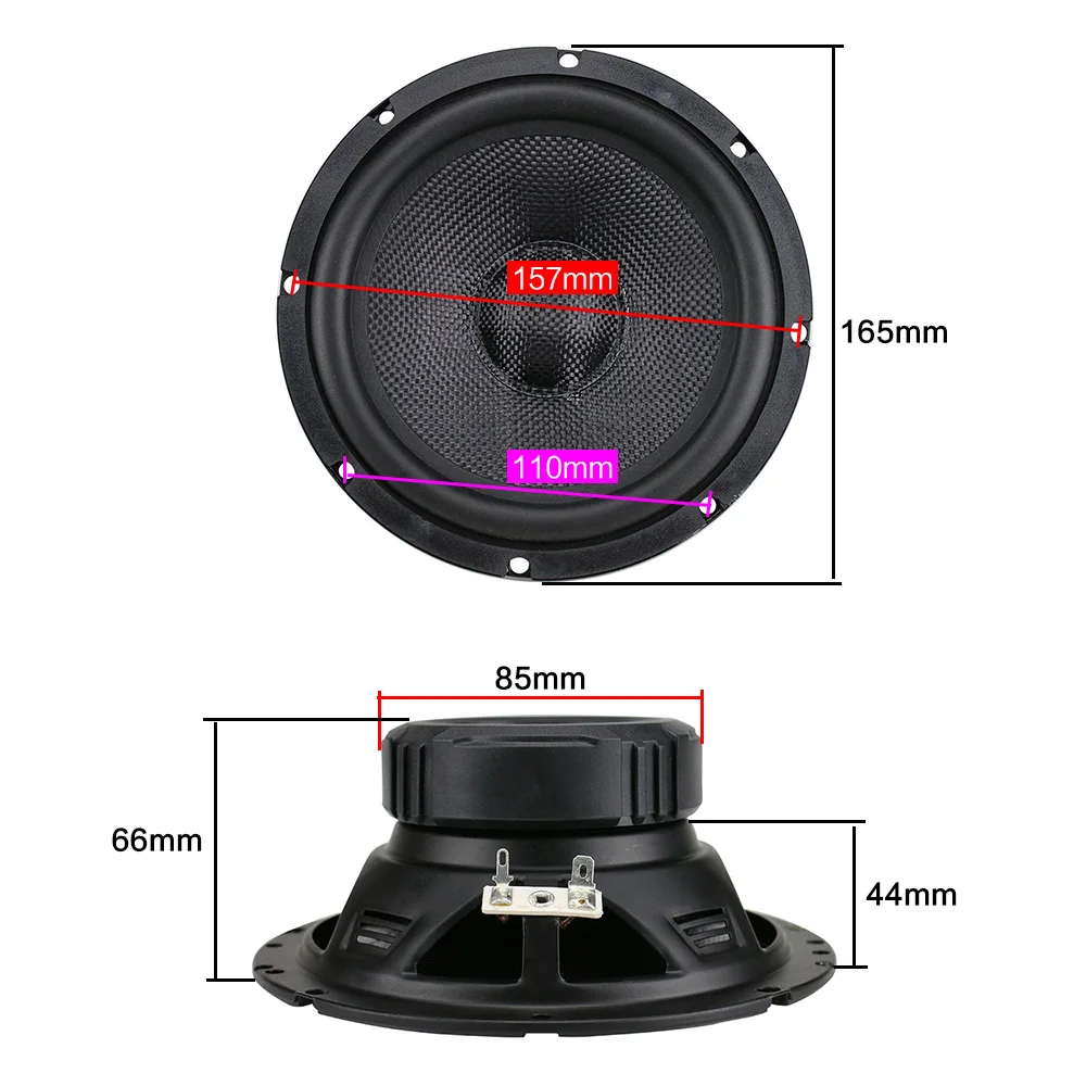 GHXAMP 6.5 Inch Car Full Range Bass Speaker Composite Woven Pot Midrange Woofer Loudspeaker Long Stroke Design Rubber 1PC