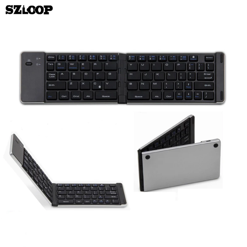 

Mini Bluetooth 3.0 Wireless keyboard mouse Touchpad 64 Keys Portable Folding Ultra Slim Pocket Aluminum Alloy Keypad Keyboards