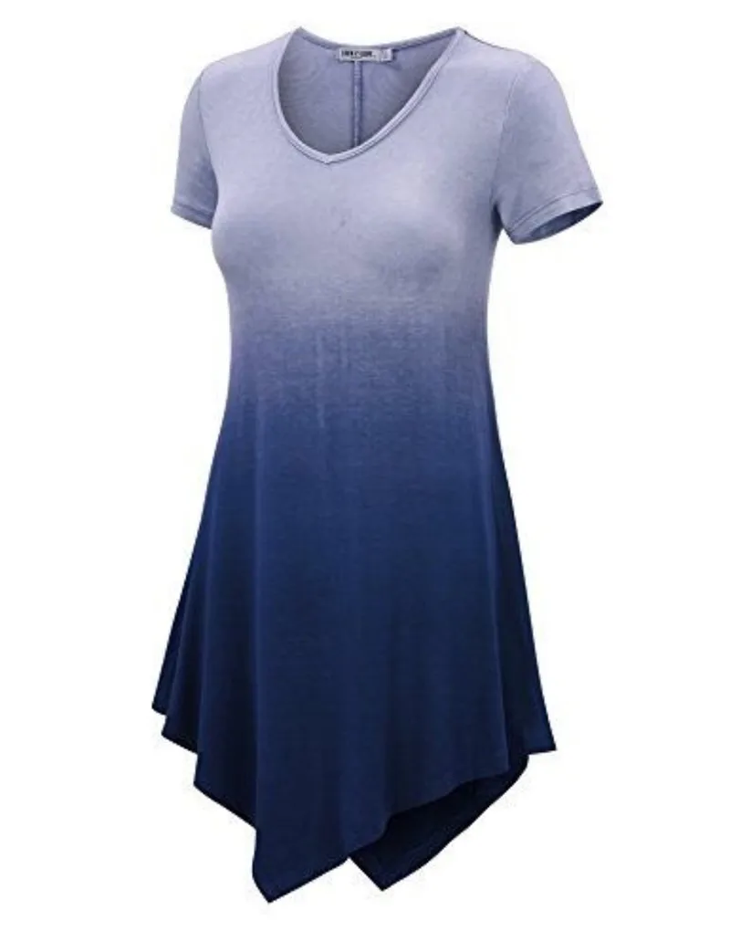 4XL 5XL платье большого размера Летние Платья повседневные с коротким рукавом с неровным градиентным принтом женское платье размера плюс женская одежда - Цвет: 1877 Dark Blue