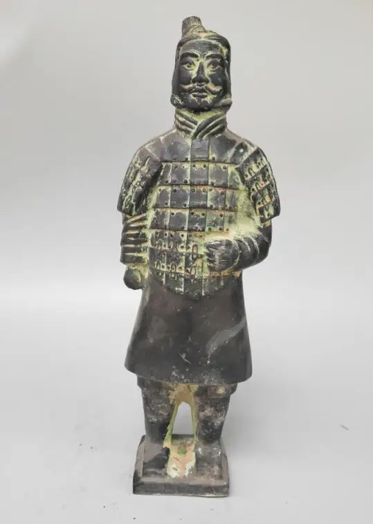 

Chinese archaize bronze Terra Cotta Warriors standing soldier crafts statue
