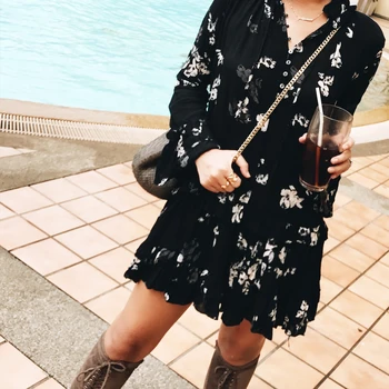 

Robe Real Dress Sale Time-limited Cotton Print Summer Dress 2018 Vacation Bohemia Loose Fold Printed And Long-sleeved Woman