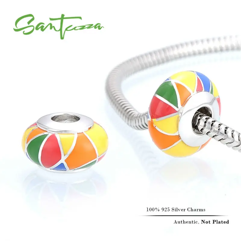 

Silver Enamel Charm Colorful Beads Charm Fit For Bracelet Bangle DIY Making 100% Authentic 925 Sterling Silver Women Jewelry