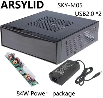 ARSYLID SKC-M05 HTPC mini-ITX Тонкий чехол для компьютера USB2.0 Поддержка USB3.0 горизонтальный мини Чехол 20,5*19*6 см 60 Вт 84 Вт 120 Вт 150 Вт - Цвет: with 84W Power