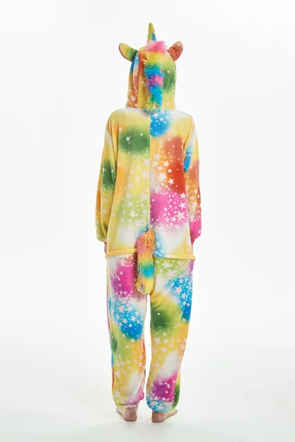 Adult Kigurumi Onesie Anime Women Costumes Cosplay Cartoon Animal Sleepwear Stitch Star Unicorn Pikachu Winter Warm Hooded 2019 -