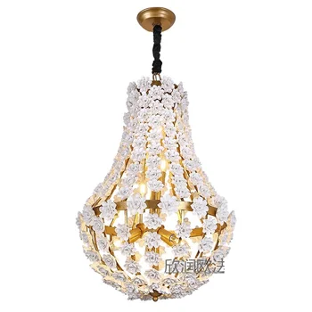 

9 Lights Chandelier with Ceramic Flowers Decor