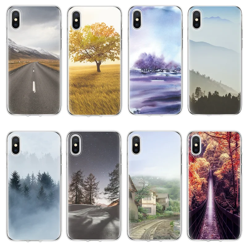 

For iPhone X 4 4S 5S SE 5C 6 S 6S 7 8 Plus Coque For Xiaomi Redmi S2 4A 3S Mi A1 5X Note 3 4 4X 5A 5 Pro Scenery TPU case cover