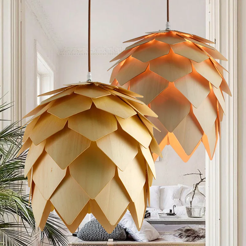 Современные деревянные подвесные светильники Pinecone для творчества в форме