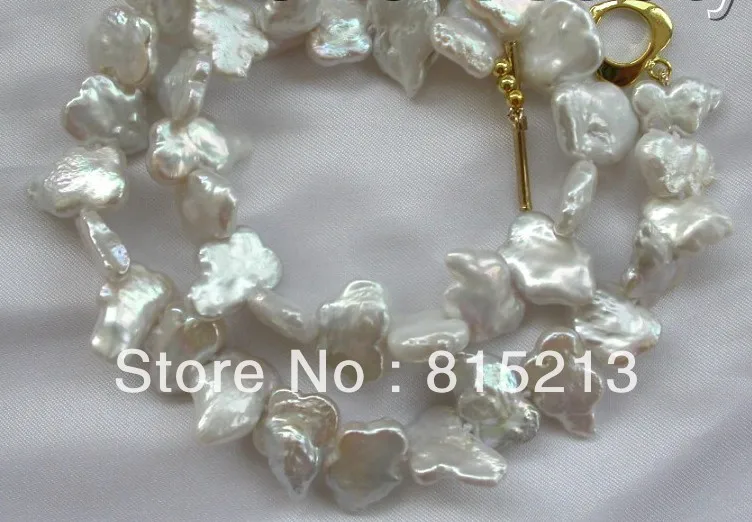 

FREE SHIPPING>>>@@ > N272 stunning big 16mm baroque butterfly white freshwater pearl necklace