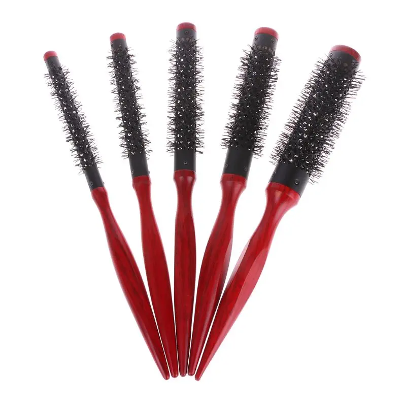 

1PCS Roller Small Round Hair Brush Styling Comb Wooden Handle Aluminum Tube
