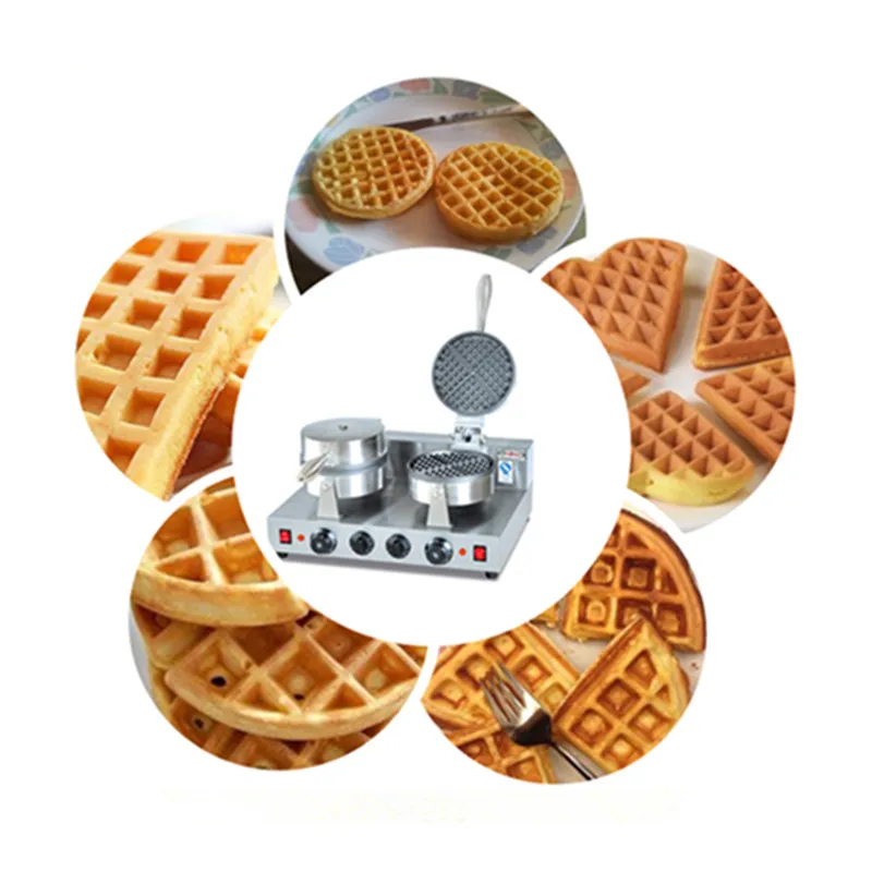220V Electric stainless steel waffle machine double waffle baker non-stick waffle maker machine