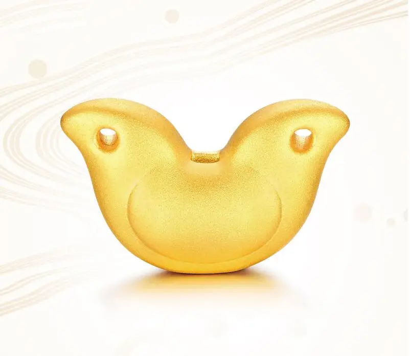

New Pure 999 Yellow gold Lucky 3D Yuanbao Chook Bead Pendant 1.17g