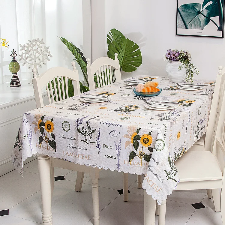 

American Rural polyester cotton waterproof and anti oil tablecloth Sunflower love printing tea table cloth
