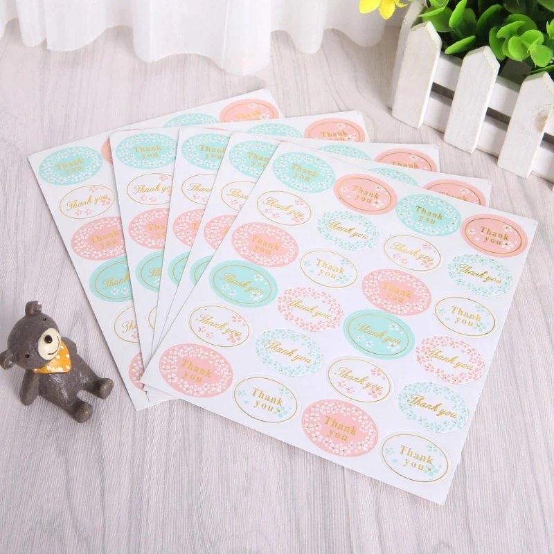 

120pcs/pack Bronzing/Hot silver Round Golden "Thank you" Series Color Seal Sticker For Baking DIY Package