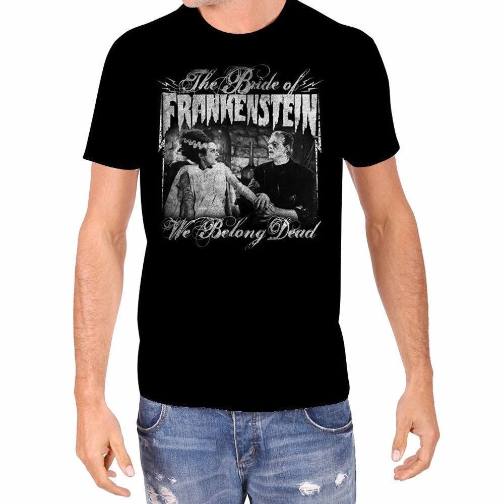 

Bride Of Frankenstein We Belong Dead Rock Rebel Universal Horror Mens T-Shirt