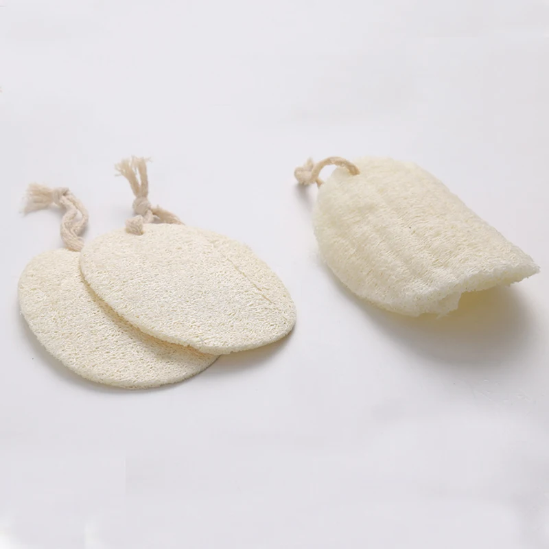 

10pcs Natural Loofah Sponge Bath Shower Body Exfoliator Pads With Hanging Cotton Rope