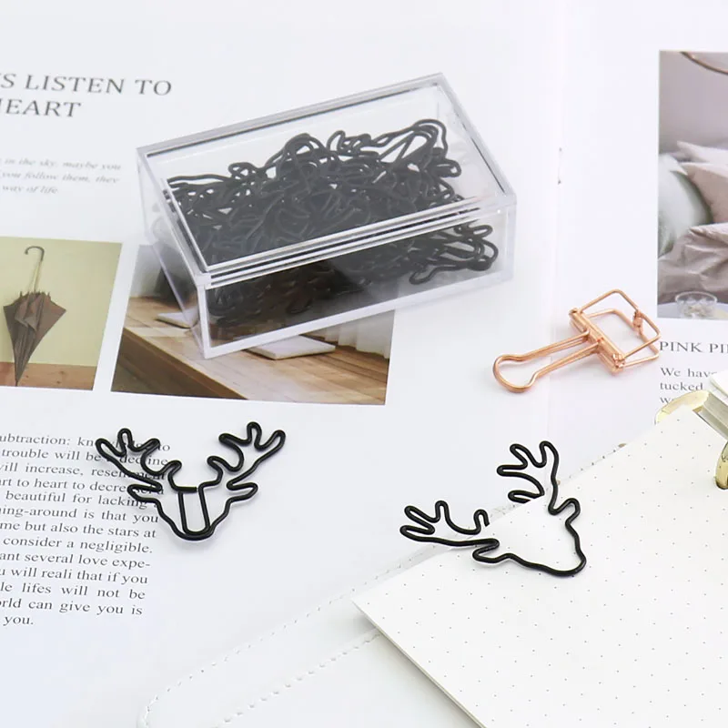 

Deer Modeling Clip Lovely Bookmark Creative Stationery Box Large Pin Clip Clips Office Accessories Paperclips Metal Paper Clips