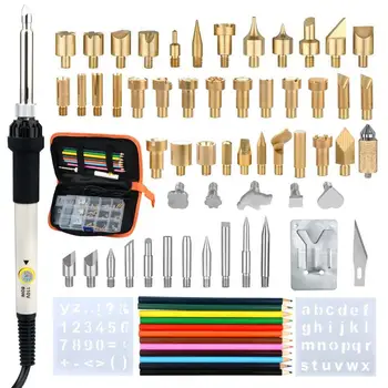 

EU Plug 71pcs Electric Temperature Welding Soldering Iron Kit Carved Eectric Iron Tool Set Wood Embossing Burning Soldering Se