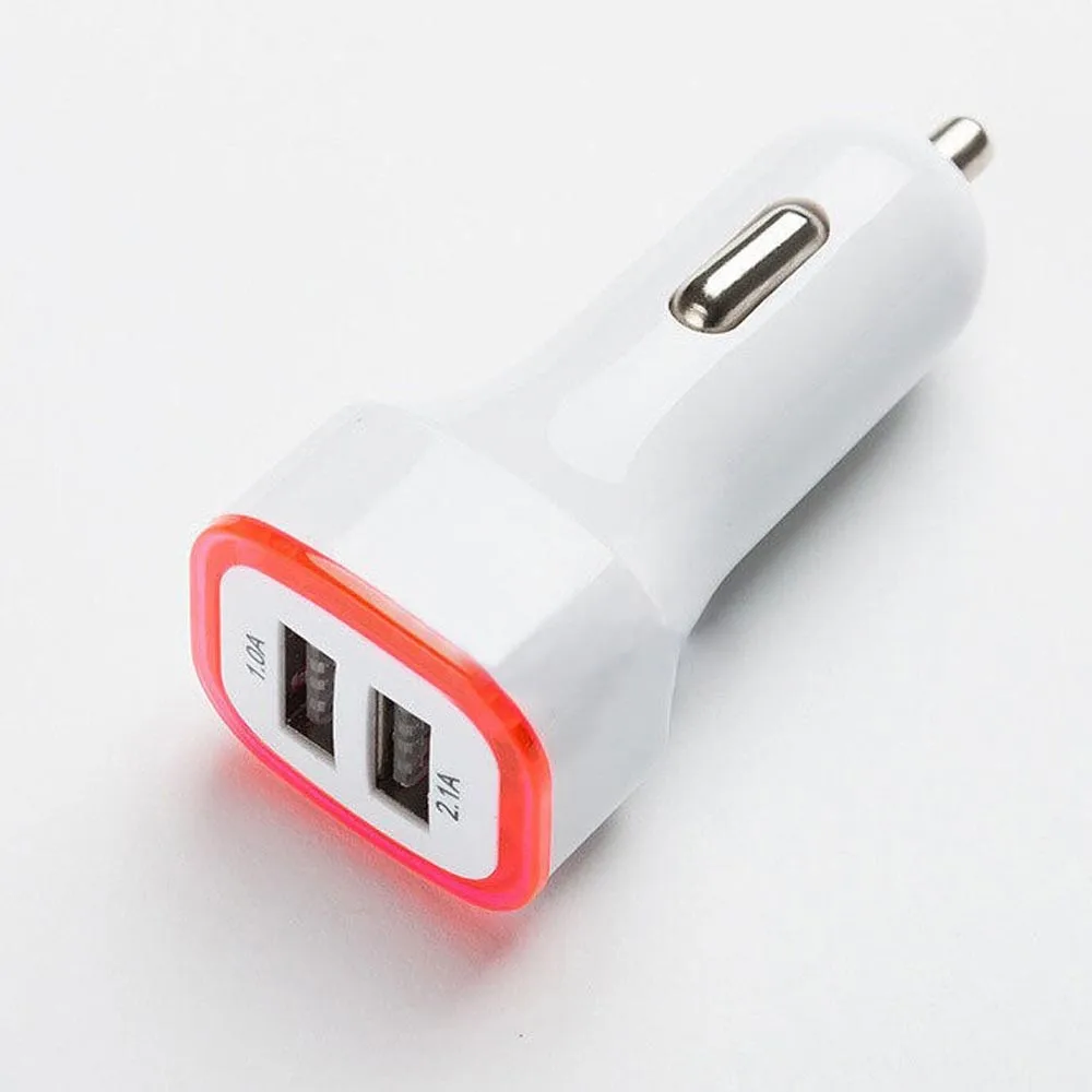 Red Дизайн свежий цвет 2.1A светодиодный USB двойной 2 Порты и разъёмы Разъем адаптера Автомобильное устройство для быстрой зарядки для Универсальный телефон - Название цвета: Red