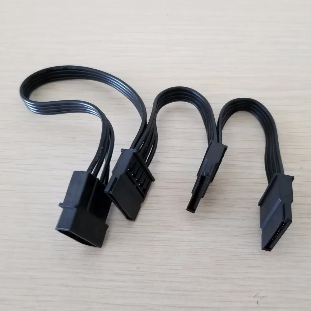

10pcs/lot 4Pin IDE Molex to 3-Port 15Pin SATA Power Cable Cord Lead 18AWG Wire For Hard Drive HDD SSD PC Server DIY Black