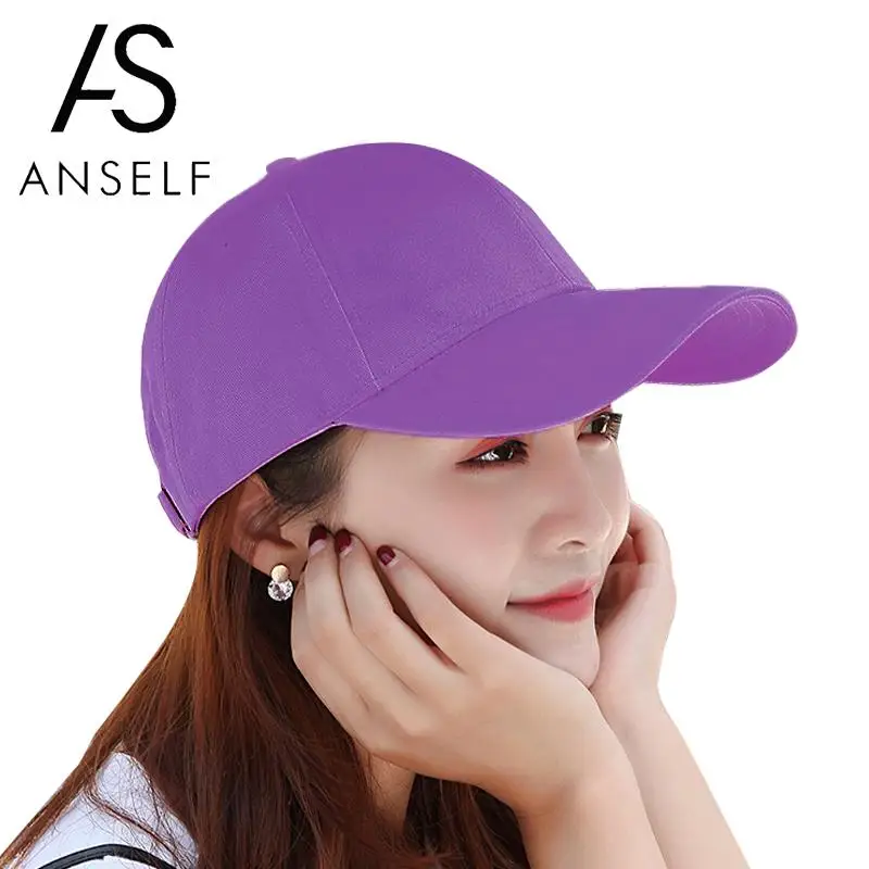 

Anself Fashion Women Men Unisex Baseball Cap Solid Color Strapback Baseball Hat Summer Trucker Cap Black/Purple/White Mens Cap