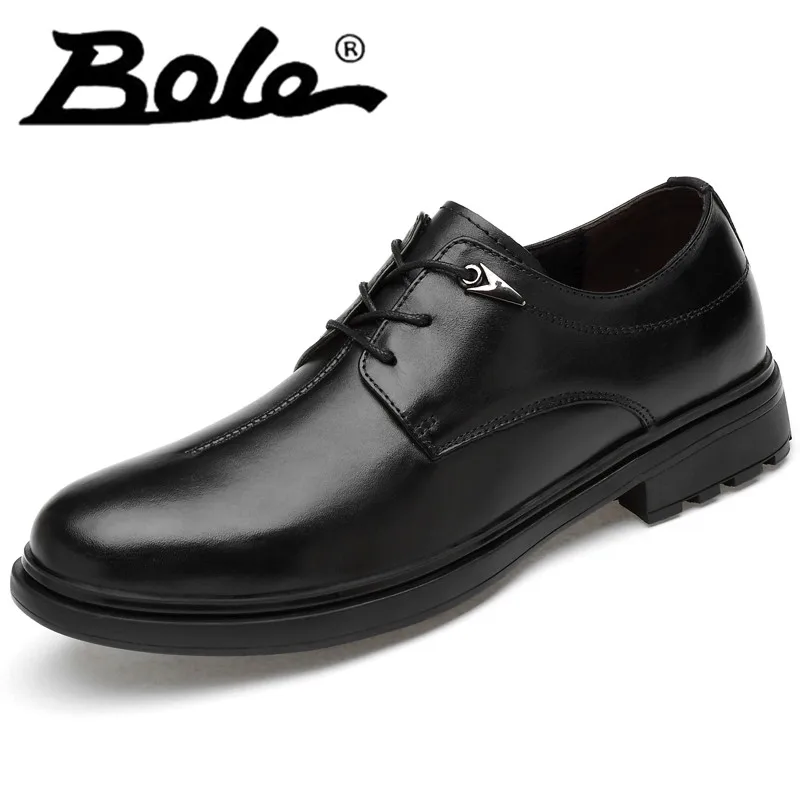 

Big Size35-47 Men Dress Shoes with Spring Autumn Round Toe Genuine Leather Business Shoes for Men's Non Slip Formal Shoes New