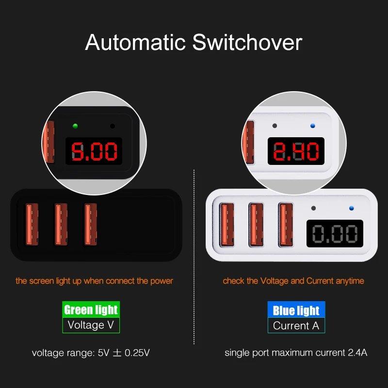 LED Display Smart 3 USB Charger For iPhone Samsung Xiaomi USB Adapter (3)