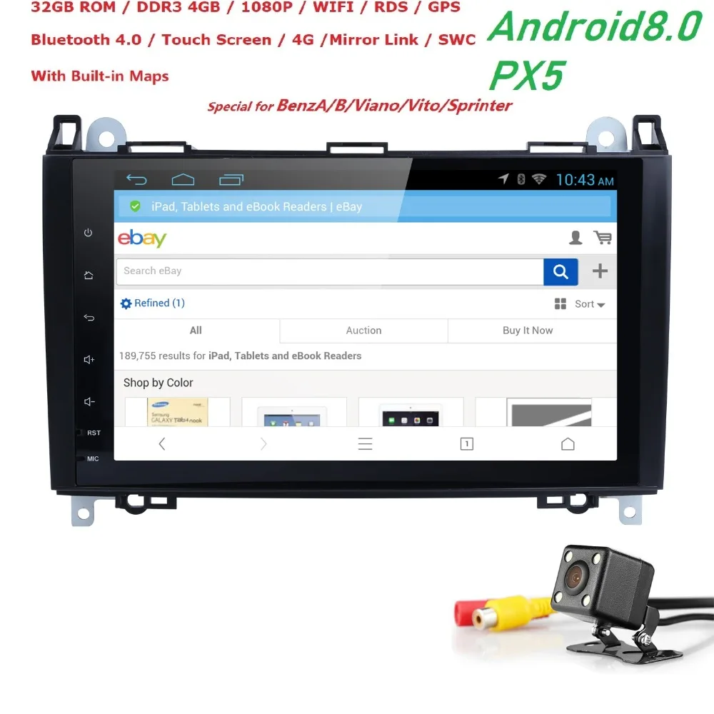Discount 2 din Android 8.0 Car Multimedia for Mercedes Benz sprinter Vito W639 Viano W169 B200W245 W209 W906 2500 3000 2006-2014Autoradio 2