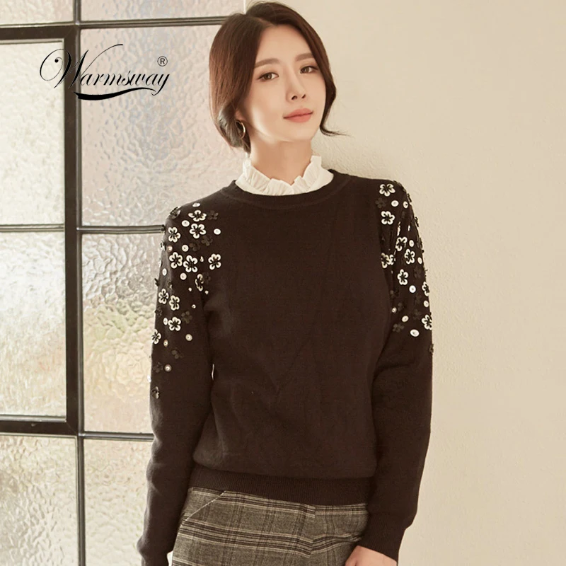 

Autumn & Winter Fashion Thick Warm Pullover Sweater Computer Knitted Sequined Beading Women sueter mujer Celebrity C-013