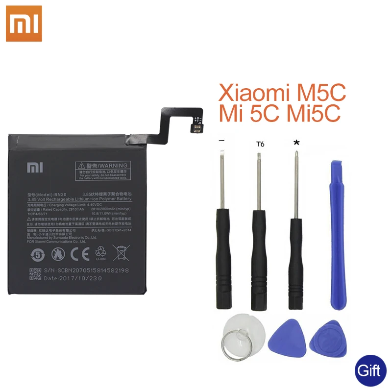 Оригинальный аккумулятор Xiao Mi BN20 для Xiaomi 5C Mi5C M5C оригинальные сменные батареи