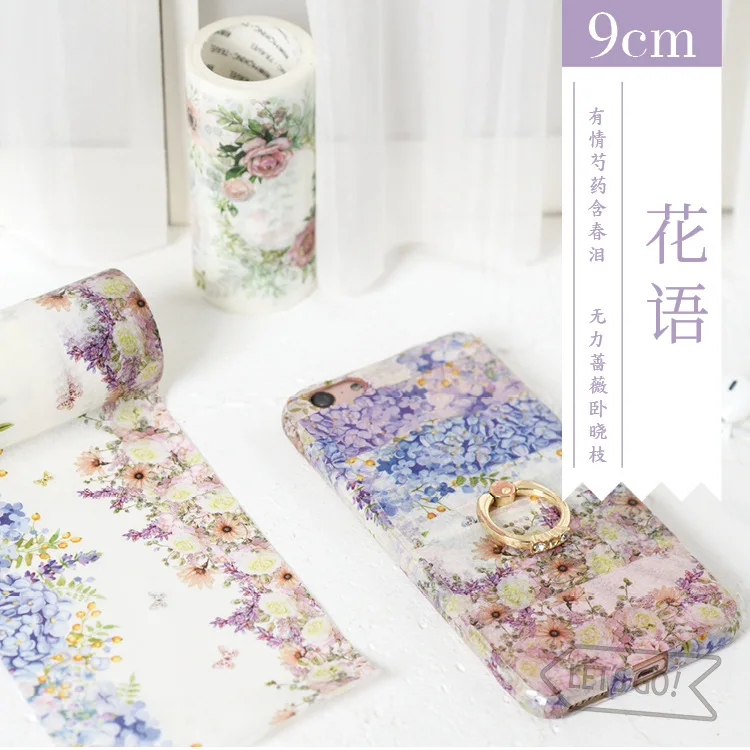 

9cmx5cm big large Creative Decorative Flower Phone Decor Sticker Washi Tape For Planner Scrapbooking Masking Tape School Office
