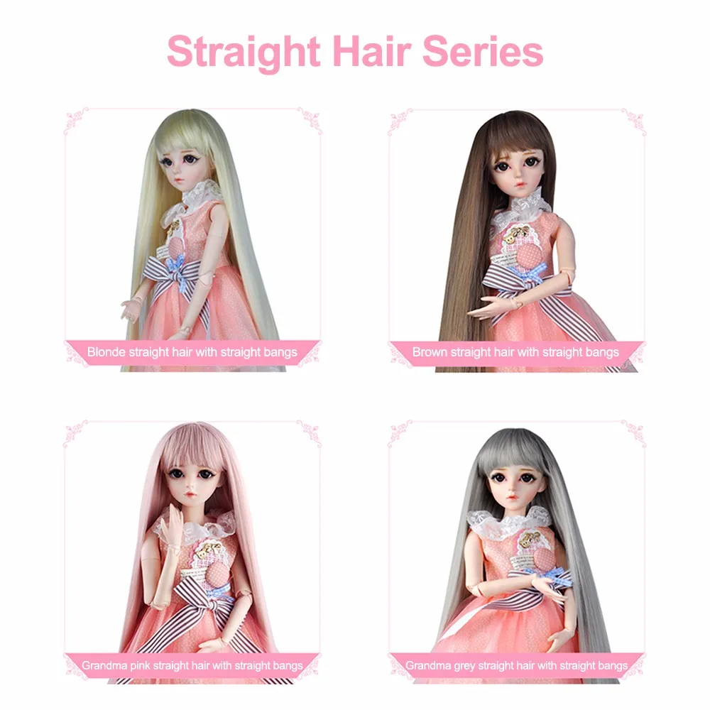 BJD кукольные парики для 1/3 BJD SD кукла высокая температура проволока длинные светлые серые кудрявые прямые волосы парик кукла аксессуары