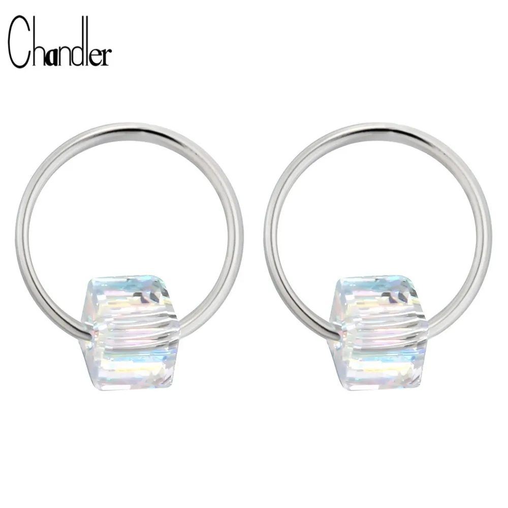 

Chandler Small Hoop Earring For Women Clear Austria Crystal CZ Stone Simple Circle Huggie Simple Style Ear Jewelry Wholesale