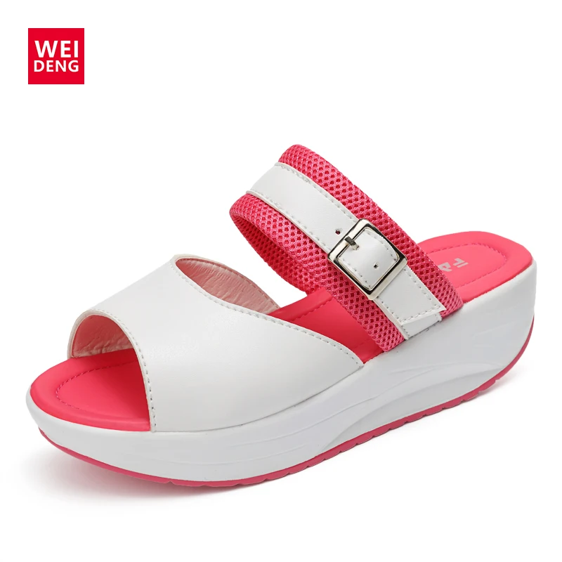 WeiDeng Повседневное Женская обувь на платформе Sandalias sandalia feminina платформы клинья