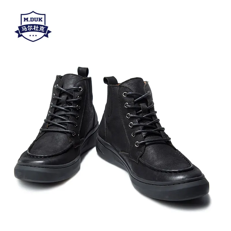 Outono Sapatas marrom Sapatos Couro Homens Equitação De Inverno Real Preto Preto Botas Curto Altas Britânicos Lazer Superiores New Dos Casuais RxwqdSR