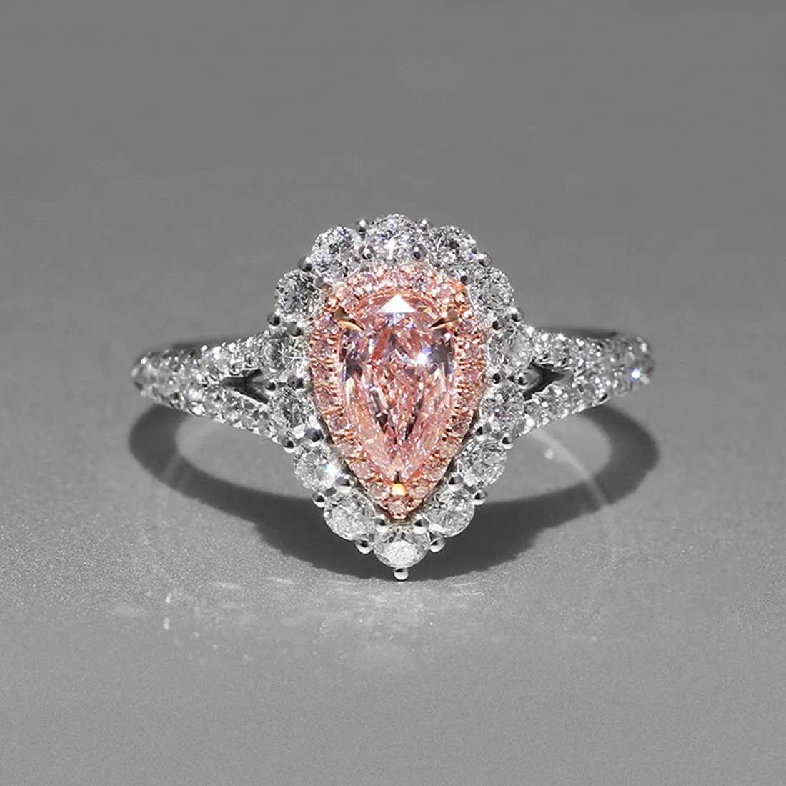 Большой розовый циркониевый камень cz серебряные кольца для женщин модные Свадебные обручальные ювелирные изделия Прямая поставка